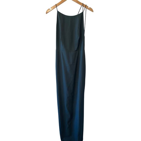 BHLDN Marta Crepe Bridesmaid Dress in Forest Green Strappy Spaghetti Strap Sz 10 - Picture 2 of 16